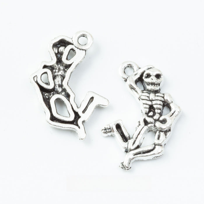 Antique Silver Zinc Alloy Skull Charm Pendant No.408765 for DIY Necklace Bracelet Jewelry Making