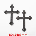 Black Zinc Alloy Cross Charm Pendant for DIY Necklace Bracelet Jewelry Making view 2