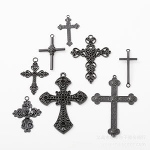 Black Zinc Alloy Cross Charm Pendant for DIY Necklace Bracelet Jewelry Making