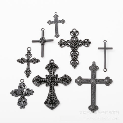 Black Zinc Alloy Cross Charm Pendant for DIY Necklace Bracelet Jewelry Making