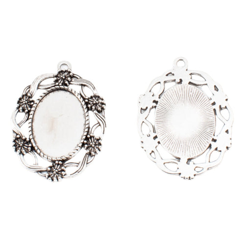 18x25mm Zinc Alloy Oval Setting Charm Pendant for DIY Necklace Bracelet Jewelry Making