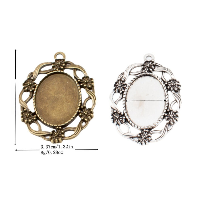 18x25mm Zinc Alloy Oval Setting Charm Pendant for DIY Necklace Bracelet Jewelry Making