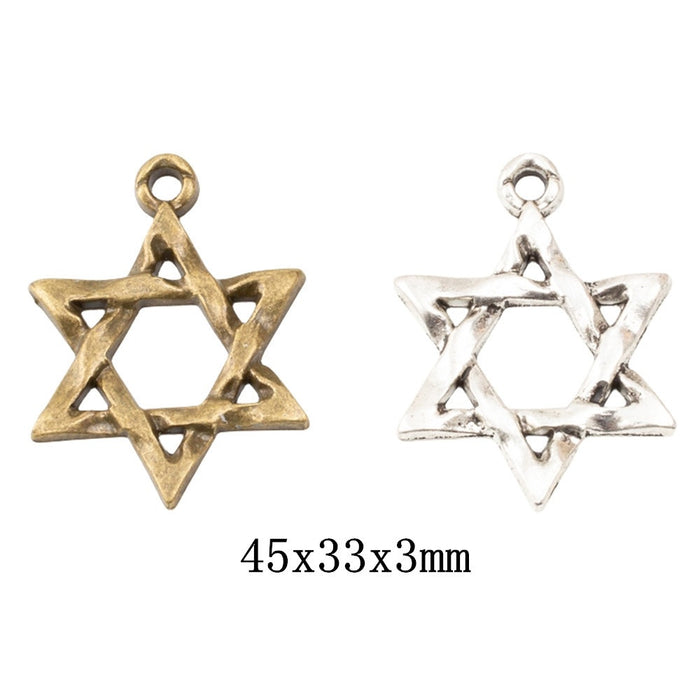 Zinc Alloy Hexagram Star Charm Pendant for DIY Necklace Bracelet Jewelry Making