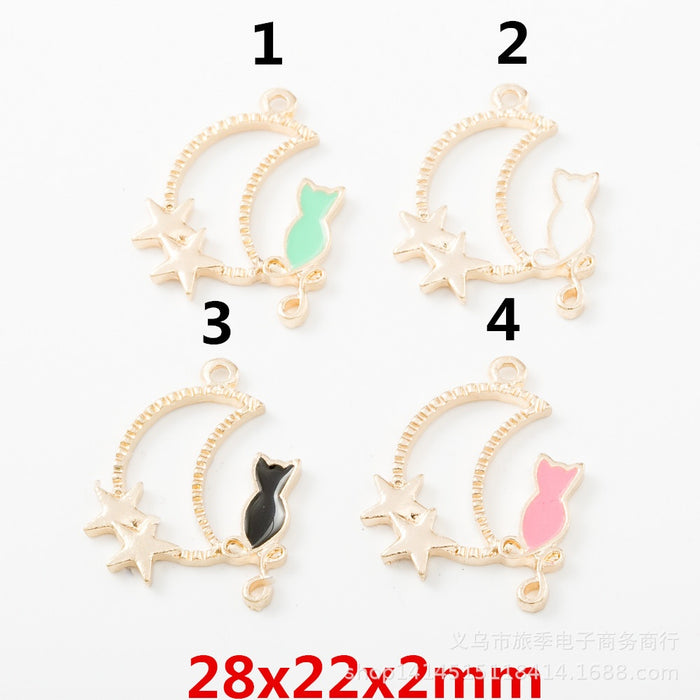 Zinc Alloy Moon Cat Charm Pendant for DIY Necklace Bracelet Jewelry Making