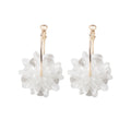 Elegant 3D White Pearl Flower Gold Alloy Hoop Earrings For Women Fashion Statement Earrings view 5