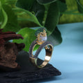 18K Gold Plated Two Tone Copper Frog Toad Playing Pearl Ring, Fashion Jewelry view 2