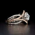 Creative Four Prong Sparkling Zircon Ring For Women Two Tone Cross Band Fashion Jewelry view 2