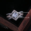 Creative Four Prong Sparkling Zircon Ring For Women Two Tone Cross Band Fashion Jewelry view 5