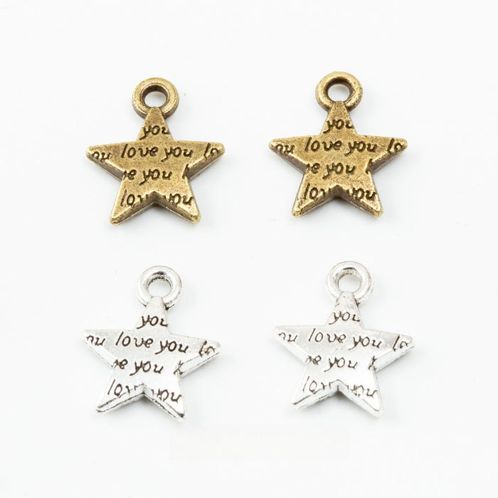 Zinc Alloy Letter Star Charm Pendant for DIY Necklace Bracelet Jewelry Making