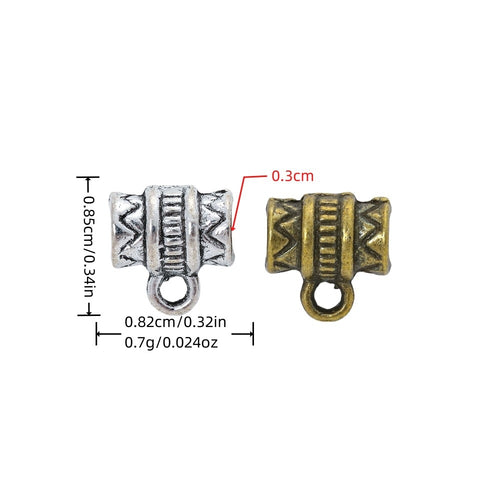 Vintage Zinc Alloy Small Three Hole Single Loop Beads For European DIY Bracelets