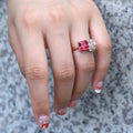 Custom Creative Rose Petal Crystal Zircon Ring Fashion Women's Hand Jewelry view 2