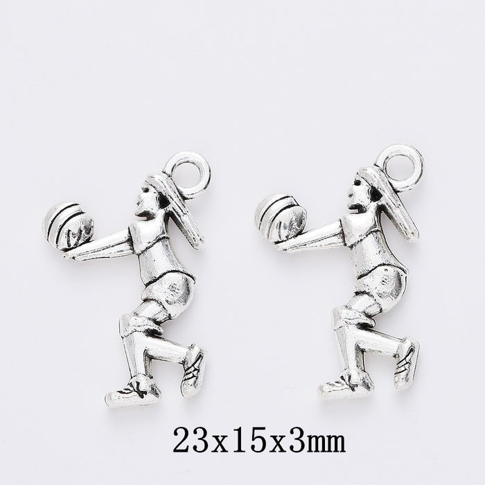 Antique Silver Zinc Alloy Volleyball Girl Charm Pendant No.485122 for DIY Necklace Bracelet Jewelry Making