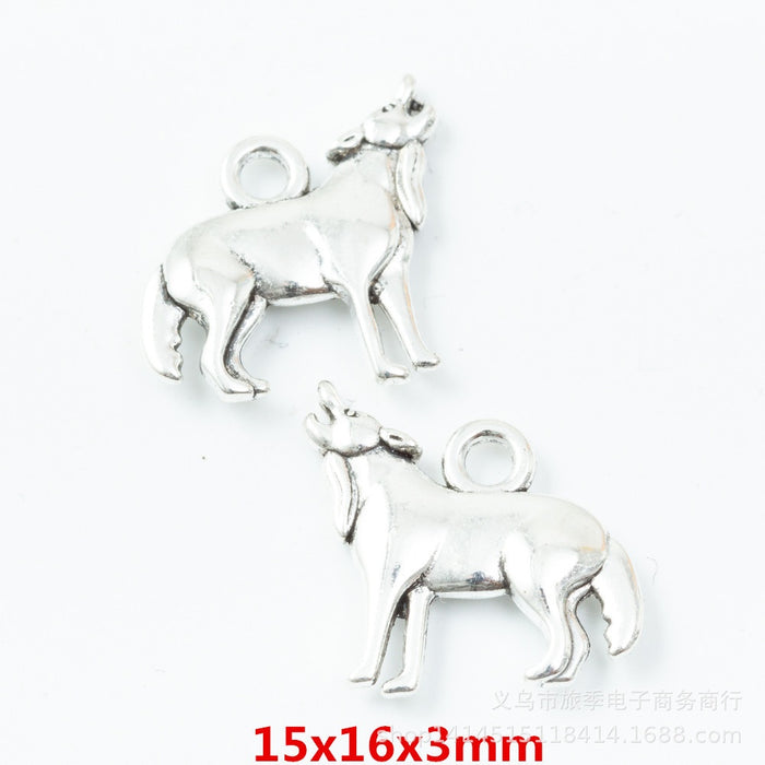 DIY Vintage Zinc Alloy Wolf Charm Pendant For Necklace Bracelet Jewelry Accessories