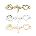 Zinc Alloy Heart Paw Print Charm Pendant for DIY Necklace Bracelet Jewelry Making view 5