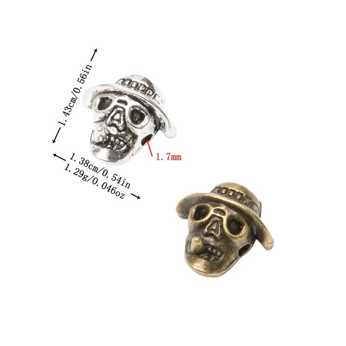 Vintage Zinc Alloy Skull Small Hole Beads For DIY Bracelet Necklace Jewelry Accessories