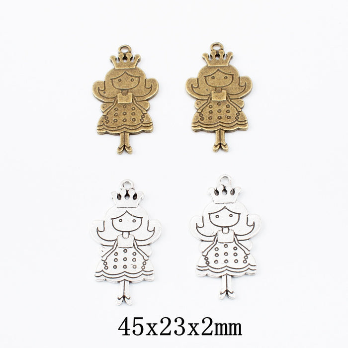 Zinc Alloy Princess Girl Charm Pendant for DIY Necklace Bracelet Jewelry Making