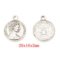 Zinc Alloy Woman Coin Charm Pendant for DIY Necklace Bracelet Jewelry Making view 2