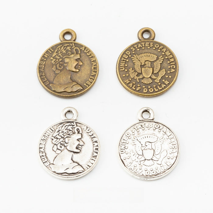 Zinc Alloy Woman Coin Charm Pendant for DIY Necklace Bracelet Jewelry Making