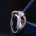 Simple Two Tone Round Zircon Engagement Ring With Inlaid Stones For Women In Stock view 4