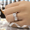 Simple Two Tone Round Zircon Engagement Ring With Inlaid Stones For Women In Stock view 2