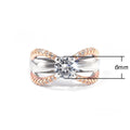 Simple Two Tone Round Zircon Engagement Ring With Inlaid Stones For Women In Stock view 5