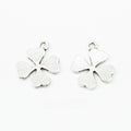 Antique Silver Zinc Alloy Four Leaf Clover Charm Pendant No.641445 for DIY Necklace Bracelet Jewelry Making view 1