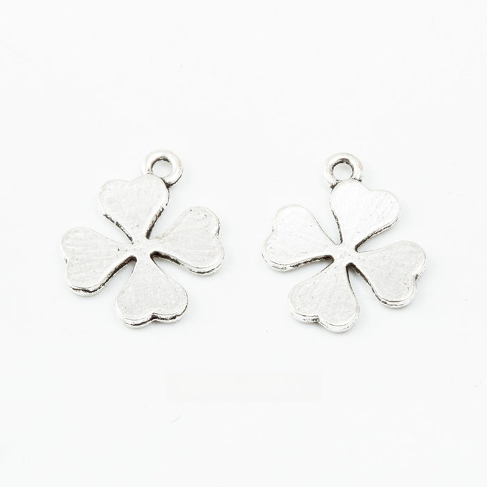 Antique Silver Zinc Alloy Four Leaf Clover Charm Pendant No.641445 for DIY Necklace Bracelet Jewelry Making
