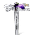 Creative Purple Resin Flower Ring With Copper Band And Yellow Zircon Accent For Women view 4