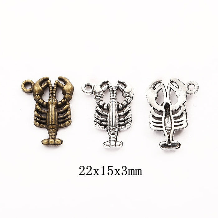 Zinc Alloy Lobster Charm Pendant for DIY Necklace Bracelet Jewelry Making