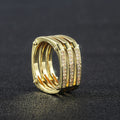 Gold Plated Copper Zircon Men's Band Ring, Fashion Trend Engagement Jewelry For Men view 1