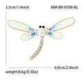 Metal Alloy Pearl Rhinestone Dragonfly Brooch For Unisex Fashion Apparel view 4