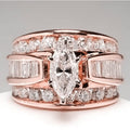 Copper Inlaid Zircon Women's Ring, European American Fashion Engagement Jewelry Accessory view 6