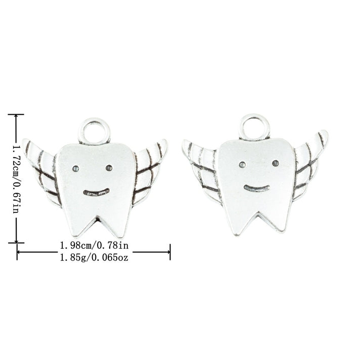 Antique Silver Zinc Alloy Angel Tooth Charm Pendant for DIY Necklace Bracelet Jewelry Making