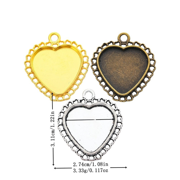20mm Zinc Alloy Heart Charm Pendant for DIY Necklace Bracelet Jewelry Making