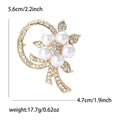 Rhinestone Pearl Alloy Flower Brooch Pin For Luxury Women Apparel view 5
