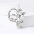 Rhinestone Pearl Alloy Flower Brooch Pin For Luxury Women Apparel view 3