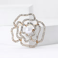 Alloy Rhinestone Camellia Brooch Pin For Elegant Women's Apparel view 3