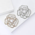 Alloy Rhinestone Camellia Brooch Pin For Elegant Women's Apparel view 2