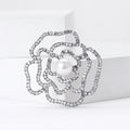 Alloy Rhinestone Camellia Brooch Pin For Elegant Women's Apparel view 4