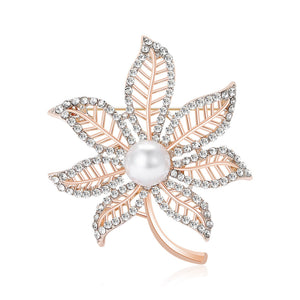 Alloy Rhinestone Maple Leaf Brooch For Versatile Fashion Decoration
