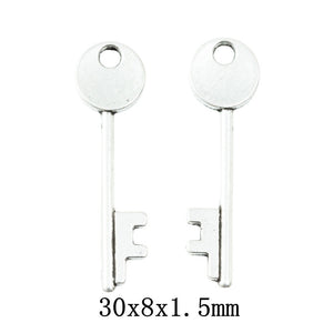 Antique Silver Zinc Alloy Key Charm Pendant No.287599 for DIY Necklace Bracelet Jewelry Making