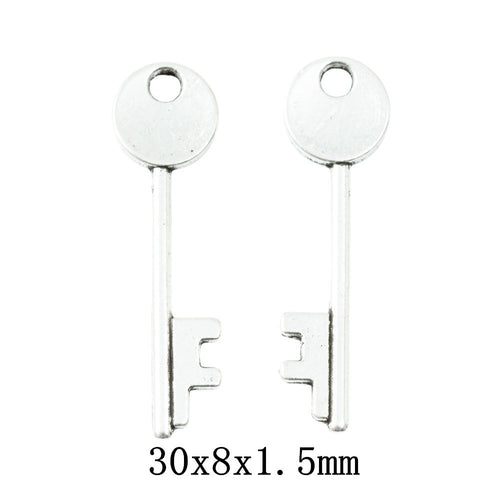 Antique Silver Zinc Alloy Key Charm Pendant No.287599 for DIY Necklace Bracelet Jewelry Making