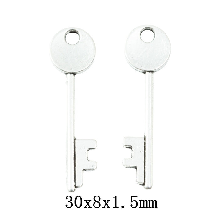Antique Silver Zinc Alloy Key Charm Pendant No.287599 for DIY Necklace Bracelet Jewelry Making