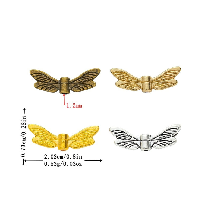 DIY Vintage Zinc Alloy Wing Hollow Spacer Beads For Bracelet Necklace Jewelry Accessories
