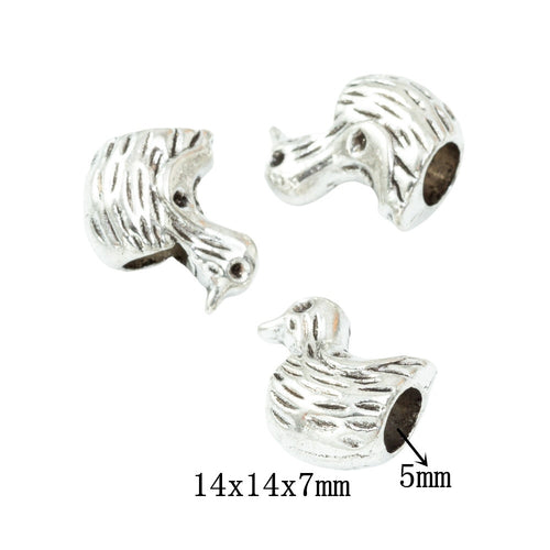 Vintage Zinc Alloy Duck Large Hole Bead For European Bracelet Necklace DIY Jewelry
