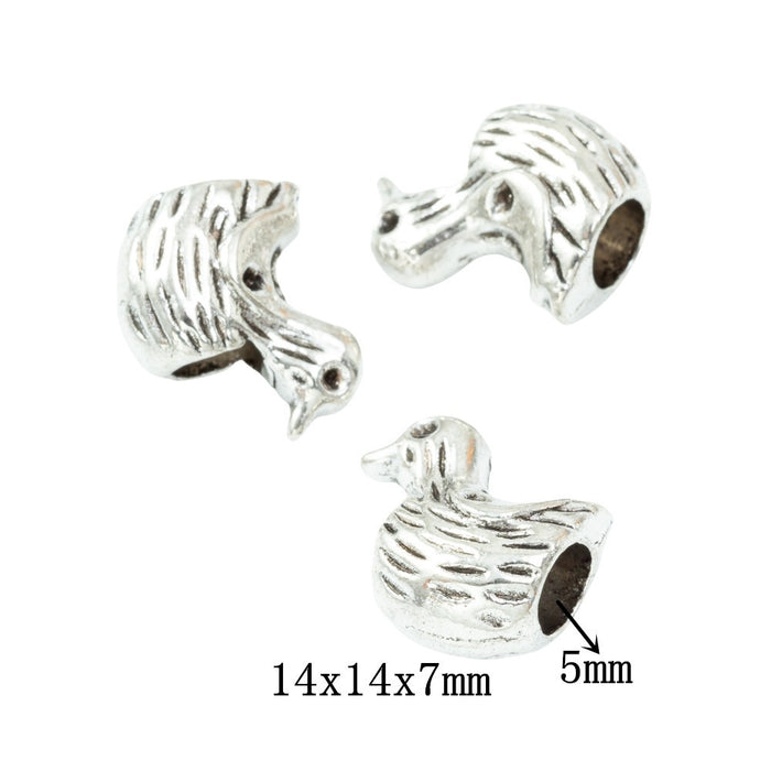 Vintage Zinc Alloy Duck Large Hole Bead For European Bracelet Necklace DIY Jewelry