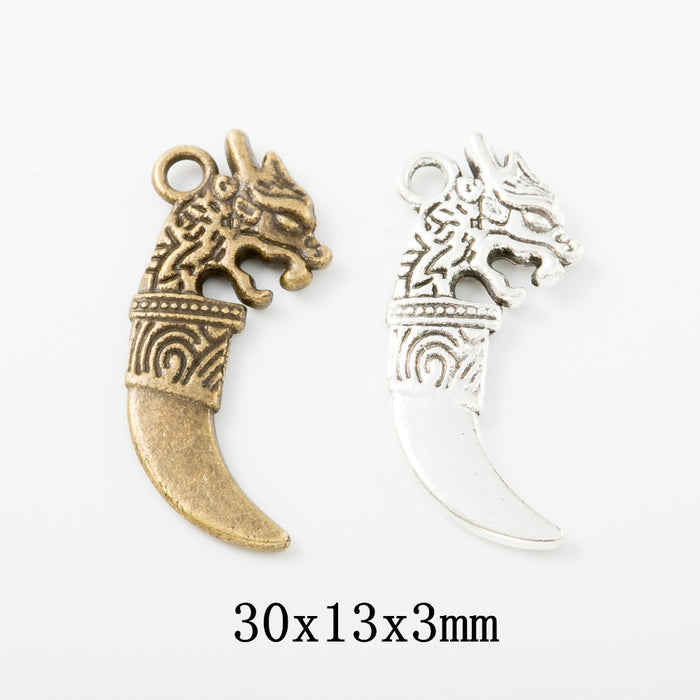 Zinc Alloy Dragon Tooth Charm Pendant for DIY Necklace Bracelet Jewelry Making