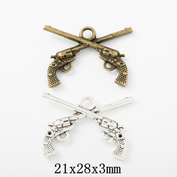 Zinc Alloy Pistol Charm Pendant No.913170 for DIY Necklace Bracelet Jewelry Making