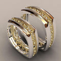 Two Tone Gold Plated Copper Band Ring For Men And Women, European Couple Hand Jewelry view 3
