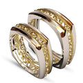 Two Tone Gold Plated Copper Band Ring For Men And Women, European Couple Hand Jewelry view 2
